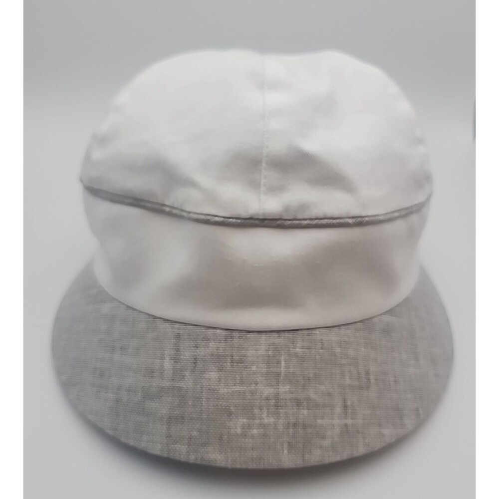 Betmar New York Newsboy Women’s White & Gray Cotton Cap Hat One Size EUC